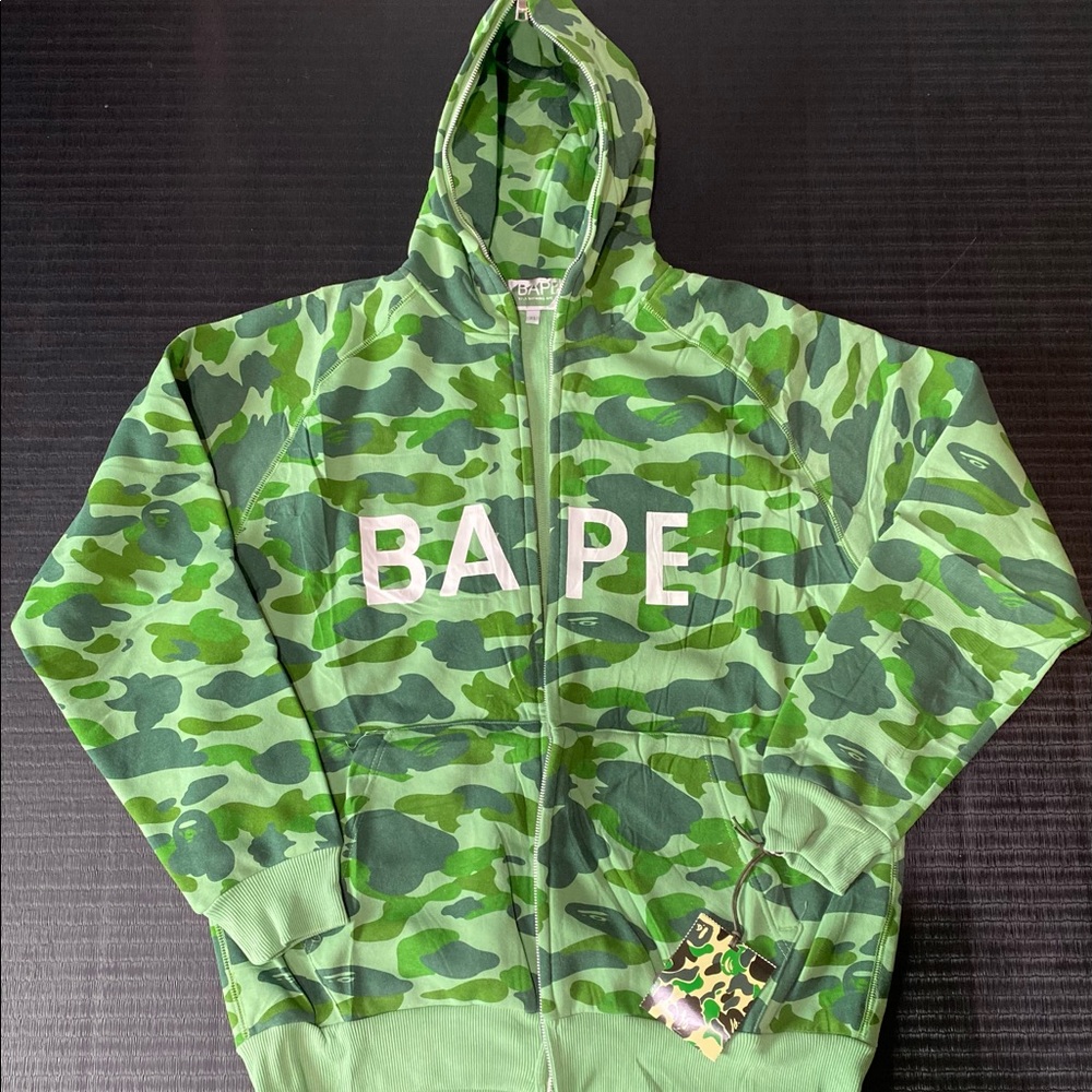 BAPE Green Camo Full Zip Up Hoodie Men’s XL NWT